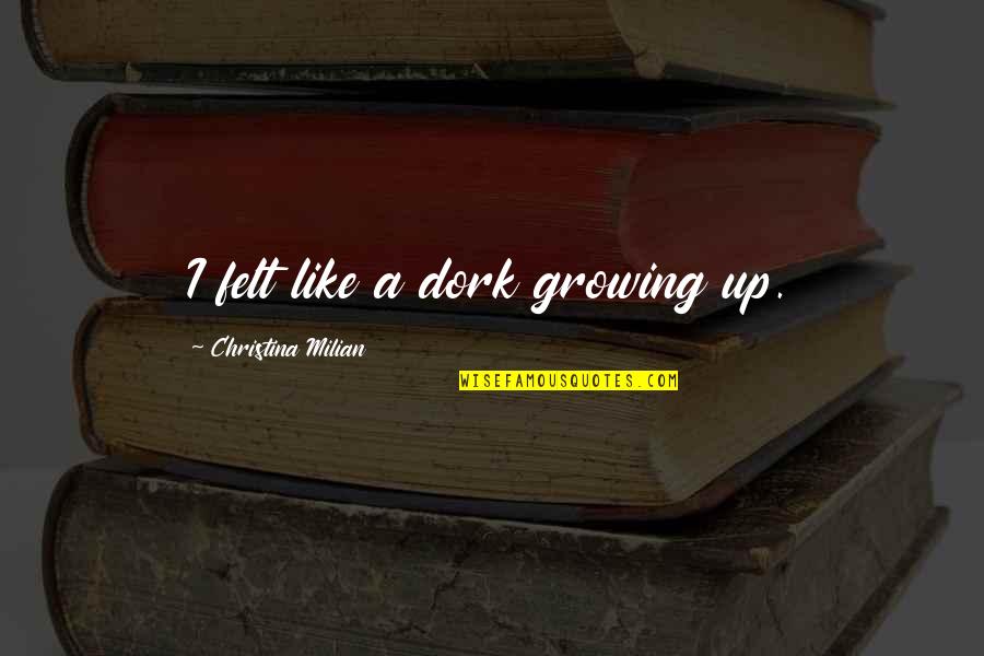 Drinking Orange Juice Quotes By Christina Milian: I felt like a dork growing up. Drinking Orange Juice Quotes By Christina Milian: I felt like a dork growing up.