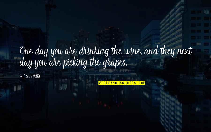 Drinking Too Much Wine Quotes By Lou Holtz: One day you are drinking the wine, and