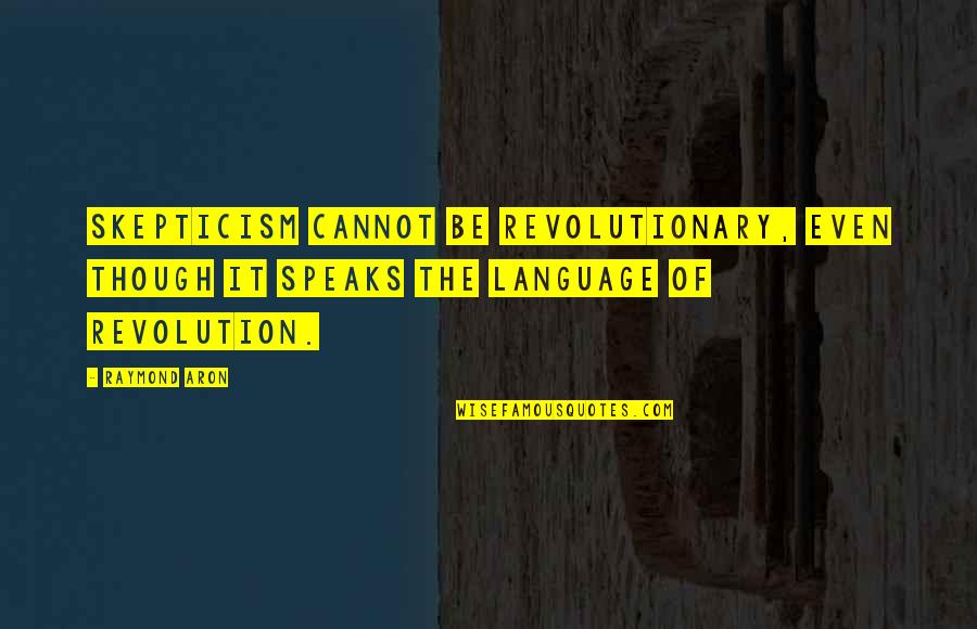 Drits Dvanzo Quotes By Raymond Aron: Skepticism cannot be revolutionary, even though it speaks