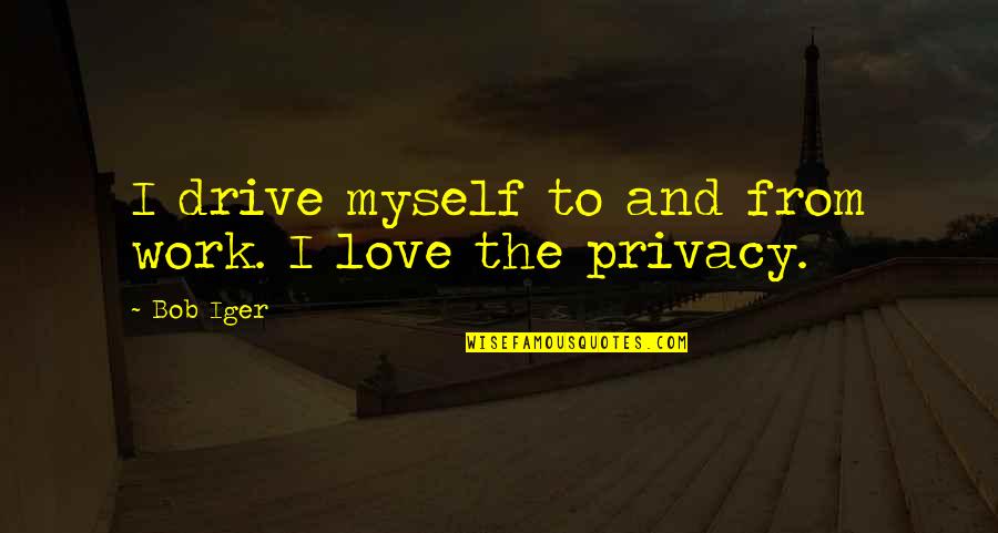 Drive And Love Quotes By Bob Iger: I drive myself to and from work. I