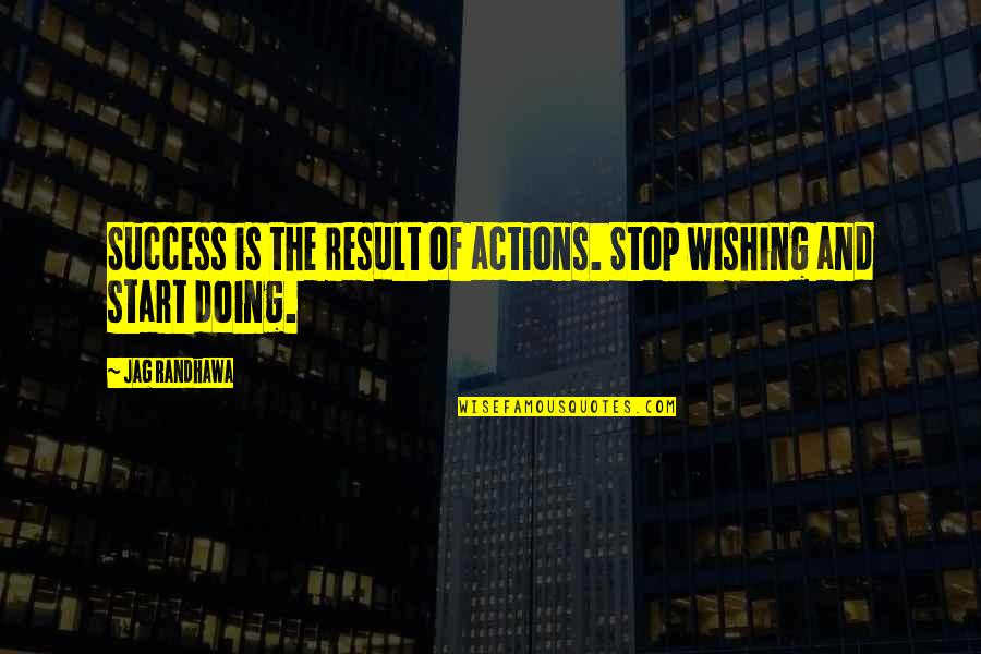 Drive Motivational Quotes By Jag Randhawa: Success is the result of actions. Stop wishing