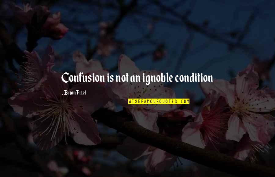 Drivenness Quotes By Brian Friel: Confusion is not an ignoble condition