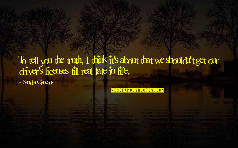 Driver Of Your Life Quotes By Sandra Cisneros: To tell you the truth, I think it's Driver Of Your Life Quotes By Sandra Cisneros: To tell you the truth, I think it's