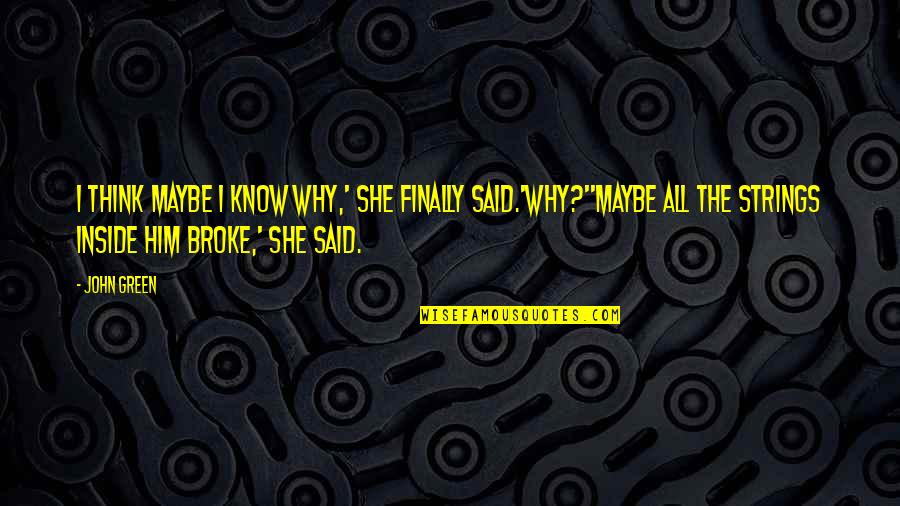 Drizzt Do Urden Quotes By John Green: I think maybe I know why,' she finally