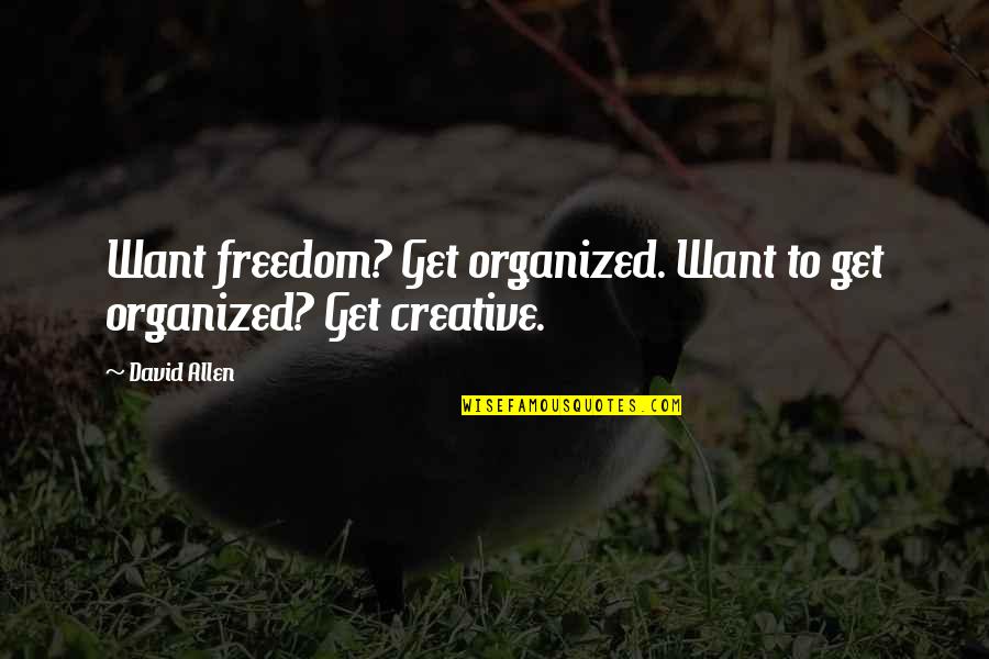 Drogos Idezetek Quotes By David Allen: Want freedom? Get organized. Want to get organized?