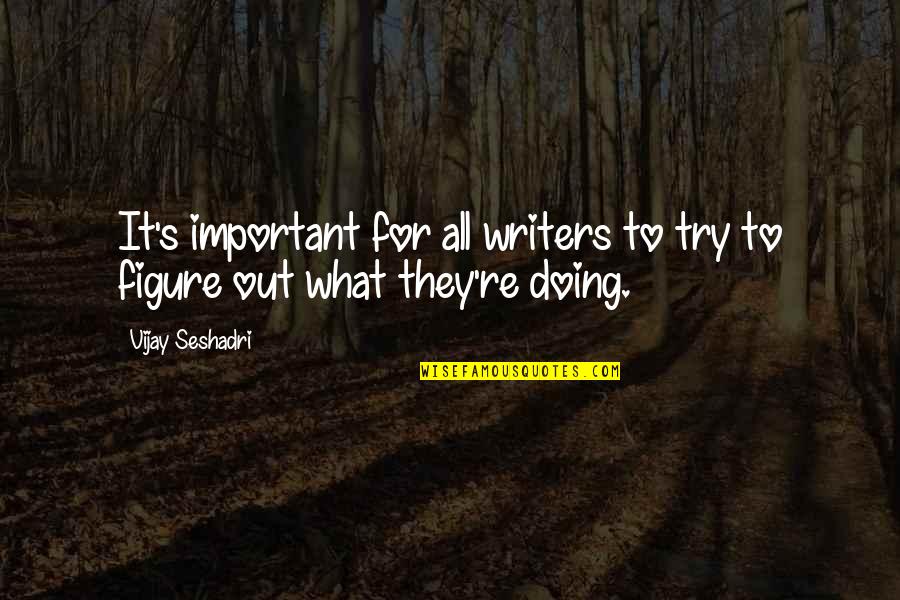 Drohen Duden Quotes By Vijay Seshadri: It's important for all writers to try to