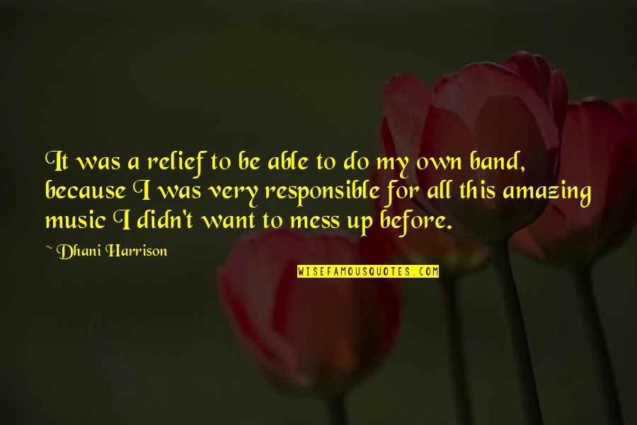 Drona Quotes By Dhani Harrison: It was a relief to be able to Drona Quotes By Dhani Harrison: It was a relief to be able to