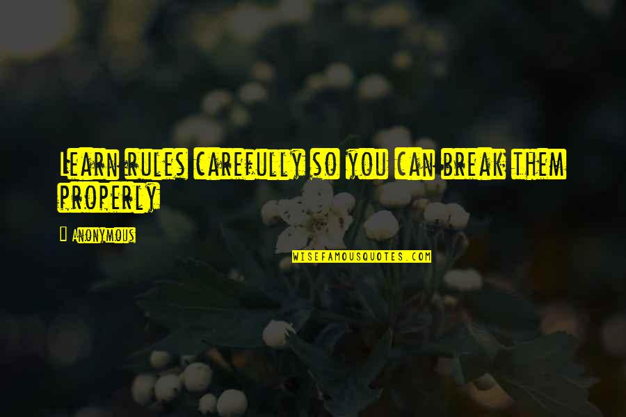 Dronsfield Quotes By Anonymous: Learn rules carefully so you can break them