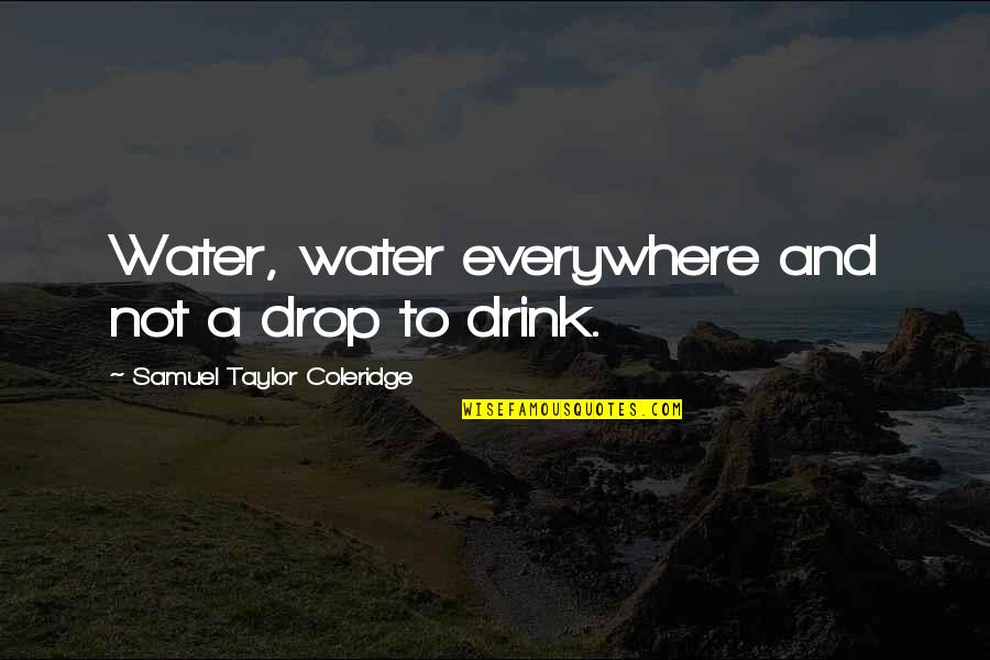 Drop A Quotes By Samuel Taylor Coleridge: Water, water everywhere and not a drop to