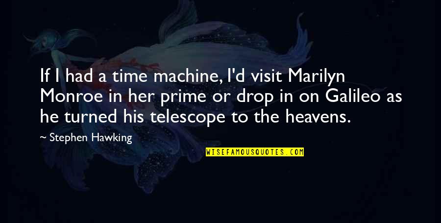 Drop A Quotes By Stephen Hawking: If I had a time machine, I'd visit