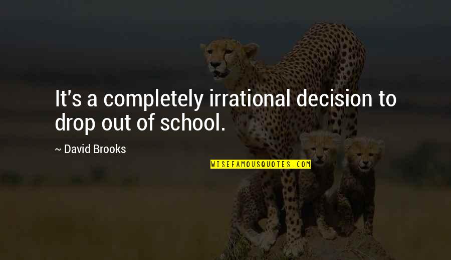 Drop Out Quotes By David Brooks: It's a completely irrational decision to drop out