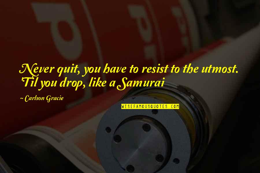 Drop You Like Quotes By Carlson Gracie: Never quit, you have to resist to the