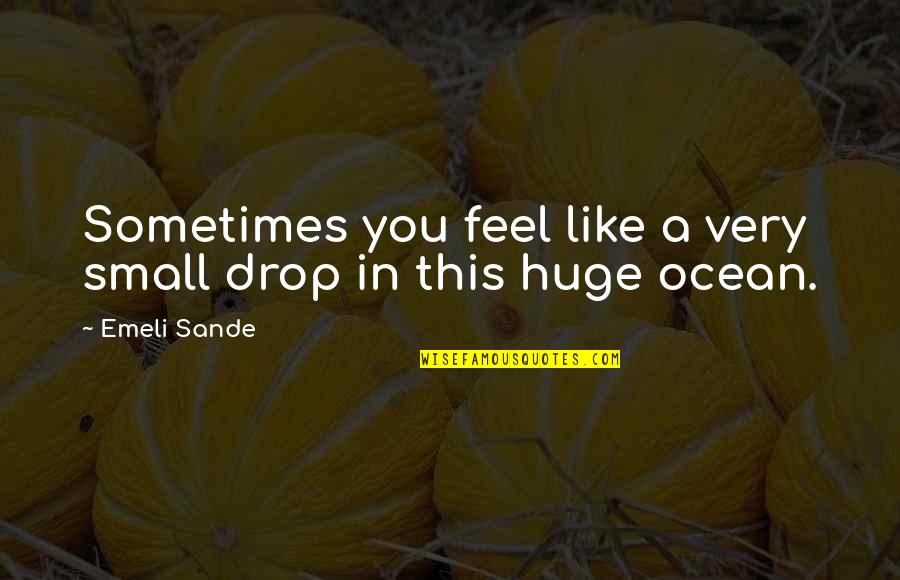 Drop You Like Quotes By Emeli Sande: Sometimes you feel like a very small drop