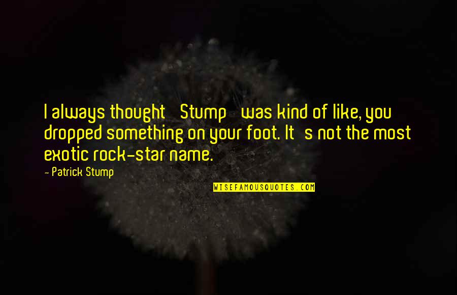 Dropped Quotes By Patrick Stump: I always thought 'Stump' was kind of like, Dropped Quotes By Patrick Stump: I always thought 'Stump' was kind of like,