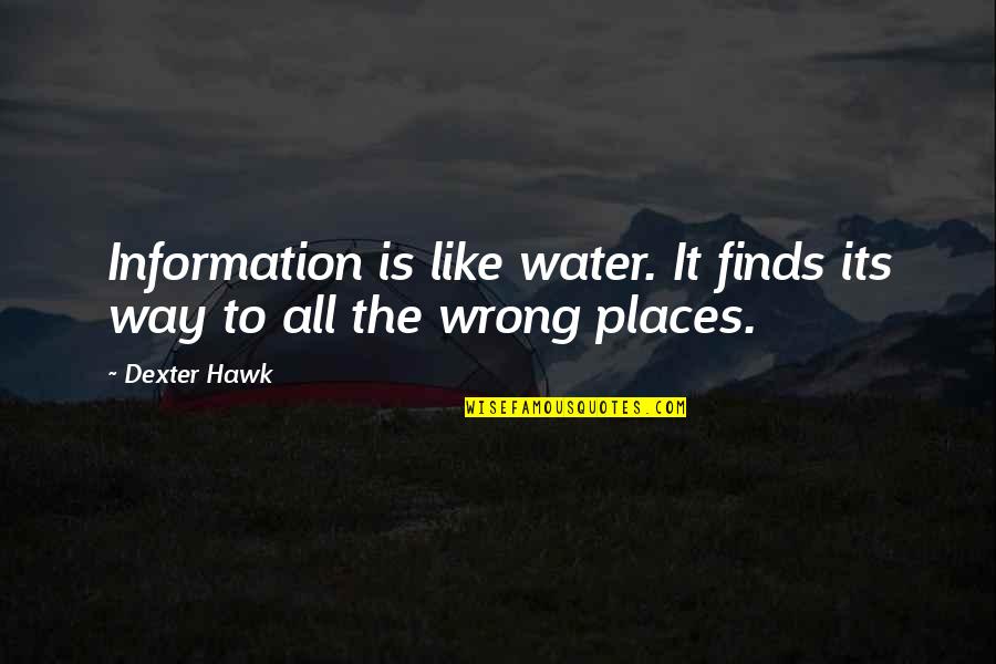 Dropping Pride Quotes By Dexter Hawk: Information is like water. It finds its way