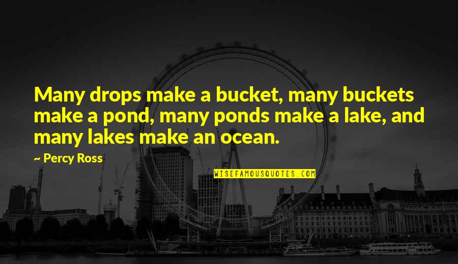 Drops Make Ocean Quotes By Percy Ross: Many drops make a bucket, many buckets make