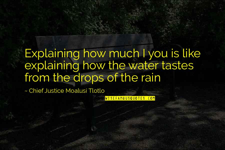Drops Of Water Quotes By Chief Justice Moalusi Tlotlo: Explaining how much I you is like explaining