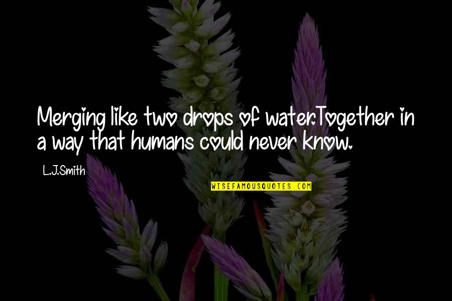 Drops Of Water Quotes By L.J.Smith: Merging like two drops of water.Together in a