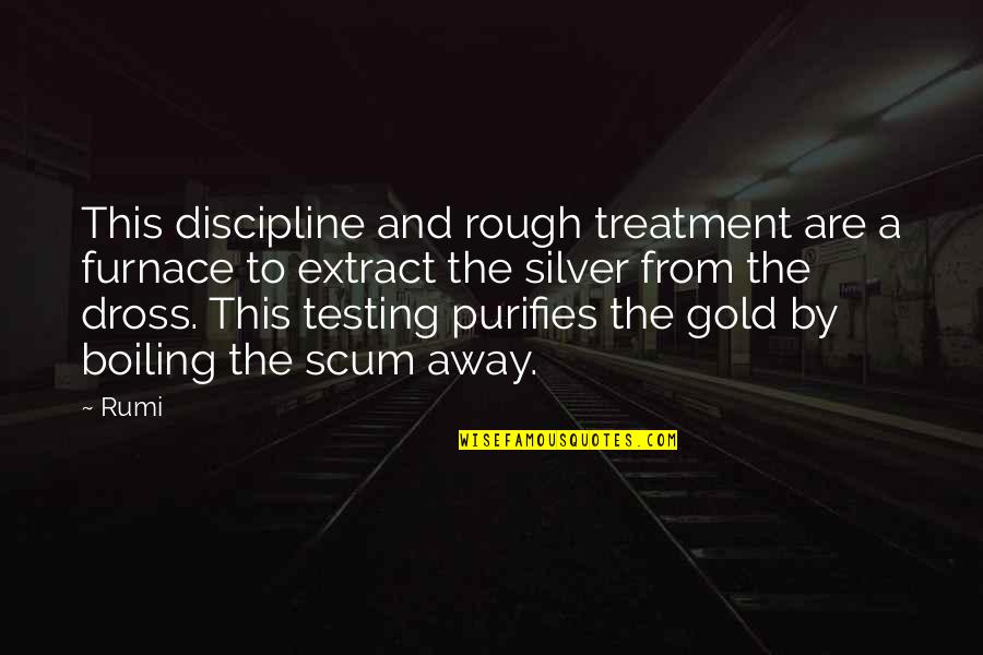 Dross Quotes By Rumi: This discipline and rough treatment are a furnace