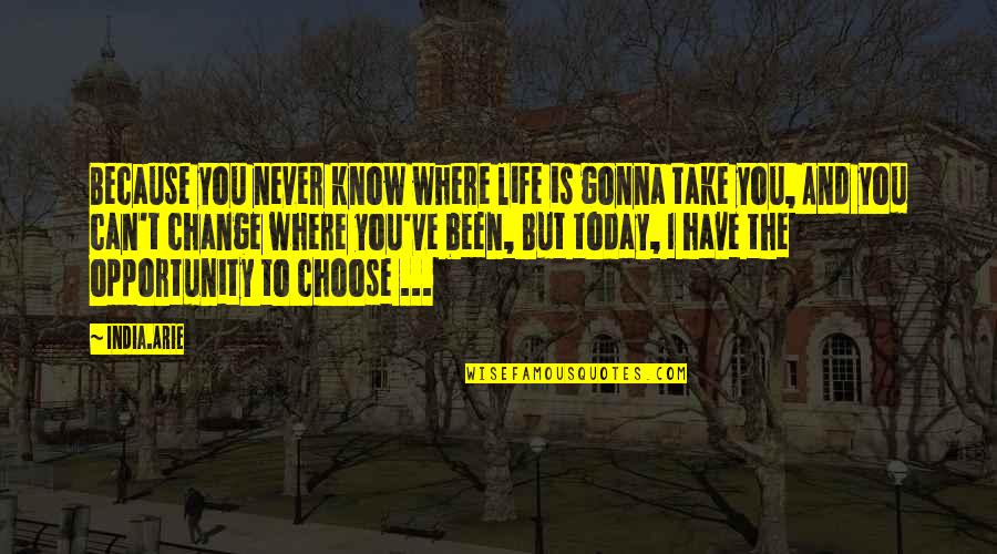 Drouillards Quotes By India.Arie: Because you never know where life is gonna Drouillards Quotes By India.Arie: Because you never know where life is gonna