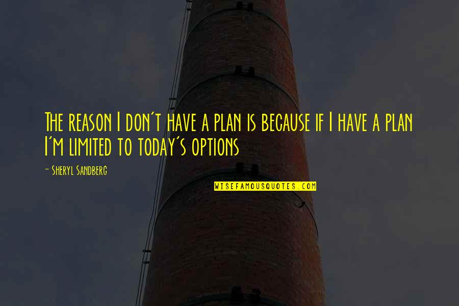 Drowning Your Demons Quotes By Sheryl Sandberg: The reason I don't have a plan is Drowning Your Demons Quotes By Sheryl Sandberg: The reason I don't have a plan is