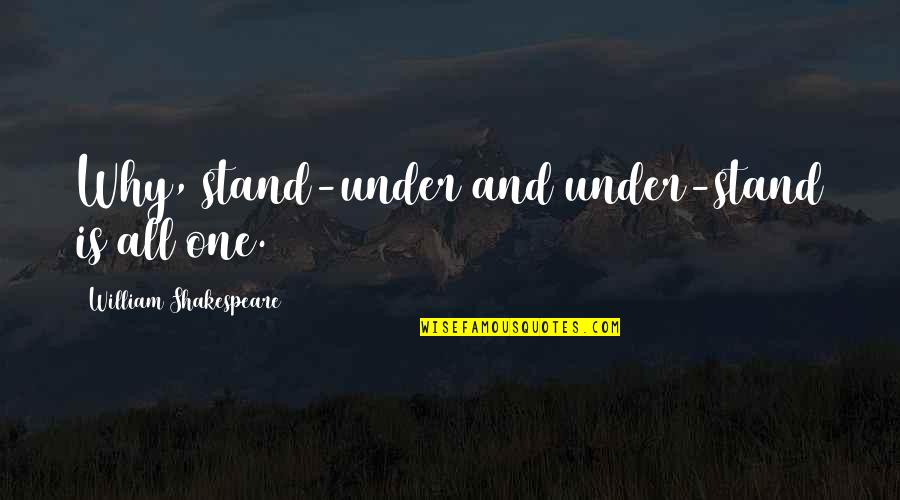 Druckenmiller Interview Quotes By William Shakespeare: Why, stand-under and under-stand is all one. Druckenmiller Interview Quotes By William Shakespeare: Why, stand-under and under-stand is all one.