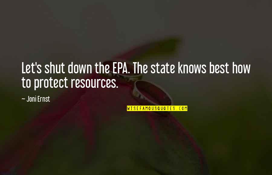 Drug Comedown Quotes By Joni Ernst: Let's shut down the EPA. The state knows
