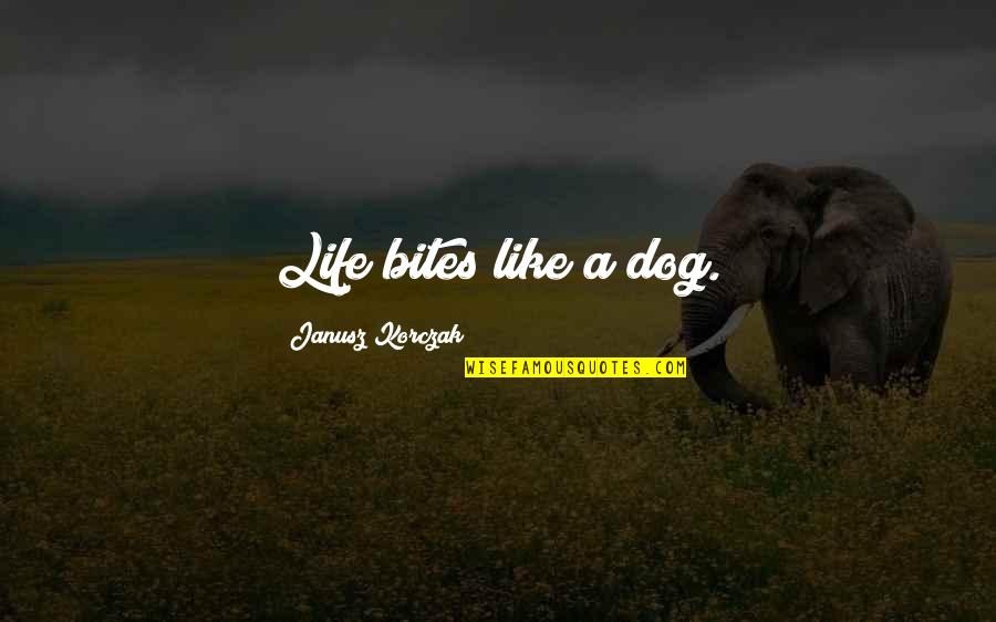 Drugs And Music Quotes By Janusz Korczak: Life bites like a dog.