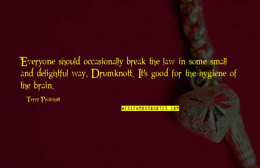 Drumknott Quotes By Terry Pratchett: Everyone should occasionally break the law in some Drumknott Quotes By Terry Pratchett: Everyone should occasionally break the law in some
