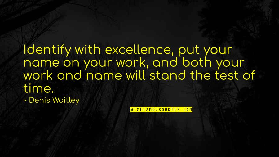Druyanov Quotes By Denis Waitley: Identify with excellence, put your name on your