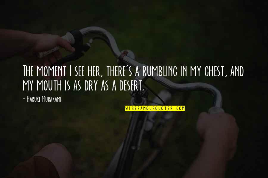 Dry As Quotes By Haruki Murakami: The moment I see her, there's a rumbling