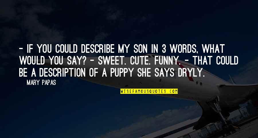 Dryly Funny Quotes By Mary Papas: - If you could describe my son in Dryly Funny Quotes By Mary Papas: - If you could describe my son in