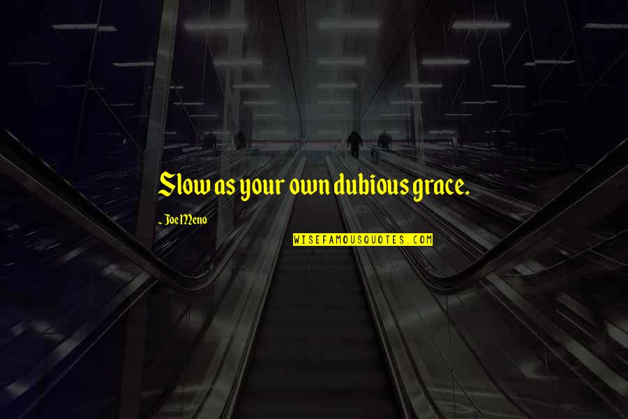 Dubious Quotes By Joe Meno: Slow as your own dubious grace.