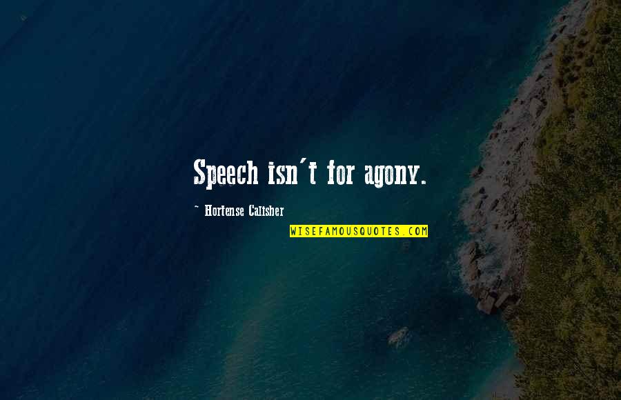 Dubiousness Quotes By Hortense Calisher: Speech isn't for agony.