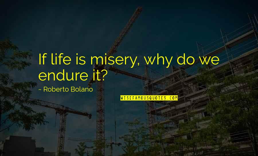 Dubrin Power Quotes By Roberto Bolano: If life is misery, why do we endure
