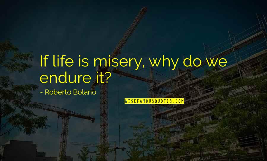 Dubrin Power Quotes By Roberto Bolano: If life is misery, why do we endure Dubrin Power Quotes By Roberto Bolano: If life is misery, why do we endure