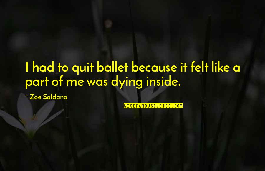 Dubstep Dance Quotes By Zoe Saldana: I had to quit ballet because it felt