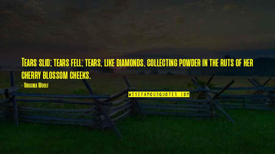 Duchess Quotes By Virginia Woolf: Tears slid; tears fell; tears, like diamonds, collecting