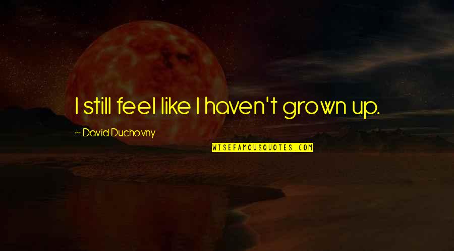 Duchovny David Quotes By David Duchovny: I still feel like I haven't grown up. Duchovny David Quotes By David Duchovny: I still feel like I haven't grown up.