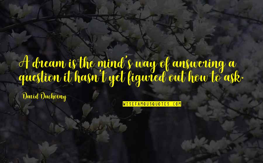 Duchovny David Quotes By David Duchovny: A dream is the mind's way of answering Duchovny David Quotes By David Duchovny: A dream is the mind's way of answering