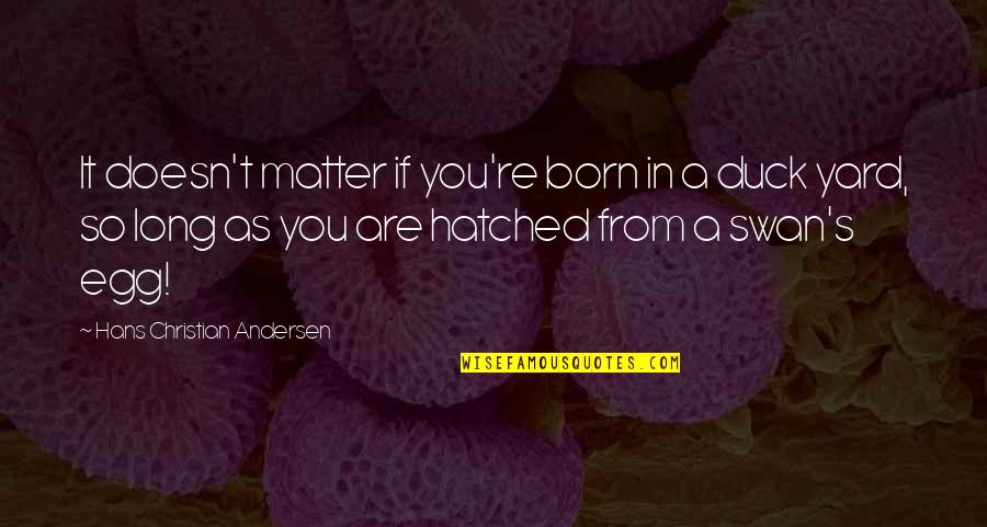 Duck Tales Quotes By Hans Christian Andersen: It doesn't matter if you're born in a