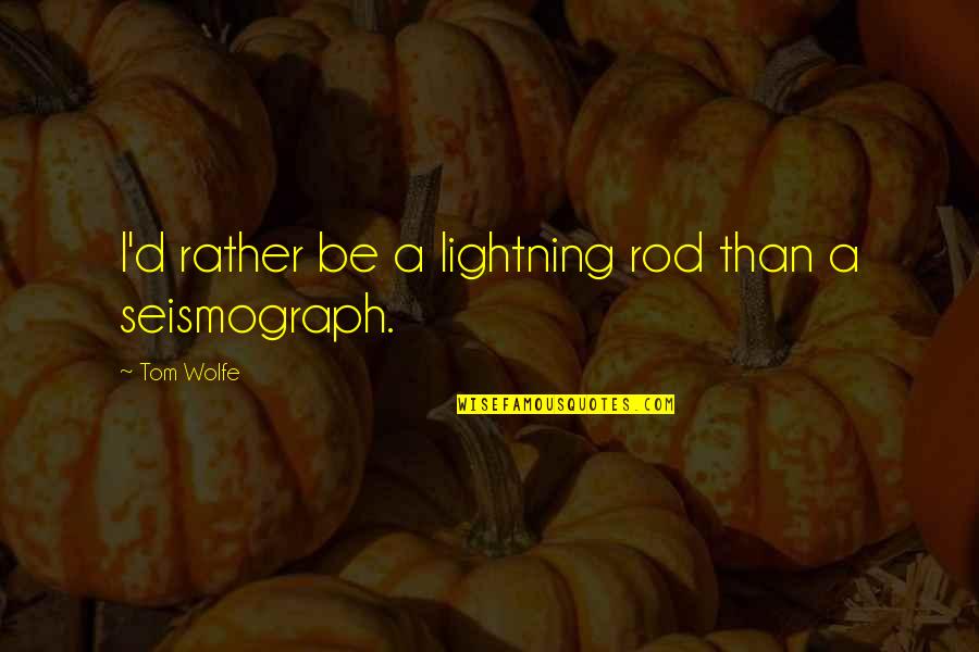 Duct Tape Quotes Quotes By Tom Wolfe: I'd rather be a lightning rod than a