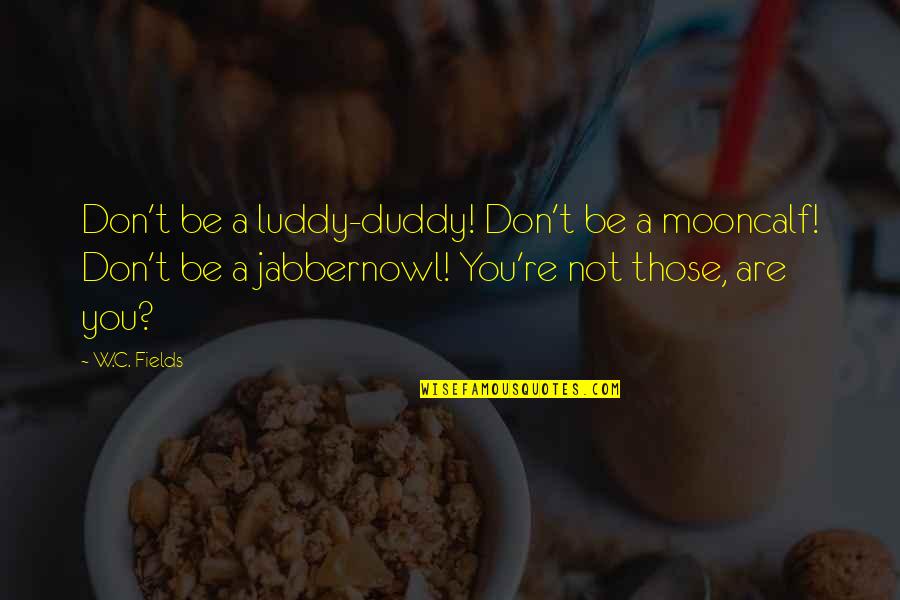 Duddy B Quotes By W.C. Fields: Don't be a luddy-duddy! Don't be a mooncalf!