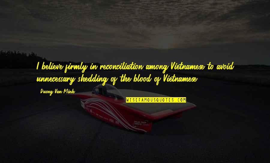 Dudenbostel 5 Quotes By Duong Van Minh: I believe firmly in reconciliation among Vietnamese to