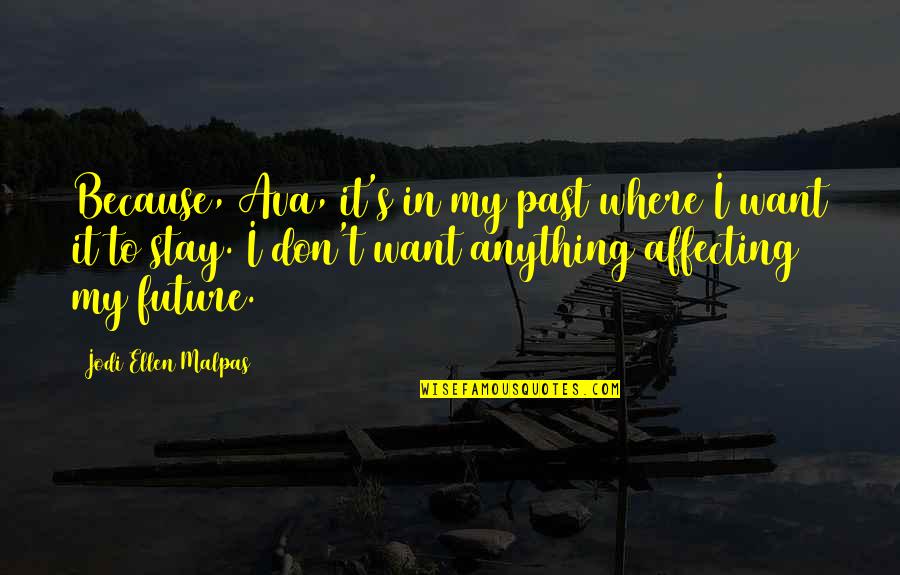 Dudn't Quotes By Jodi Ellen Malpas: Because, Ava, it's in my past where I Dudn't Quotes By Jodi Ellen Malpas: Because, Ava, it's in my past where I