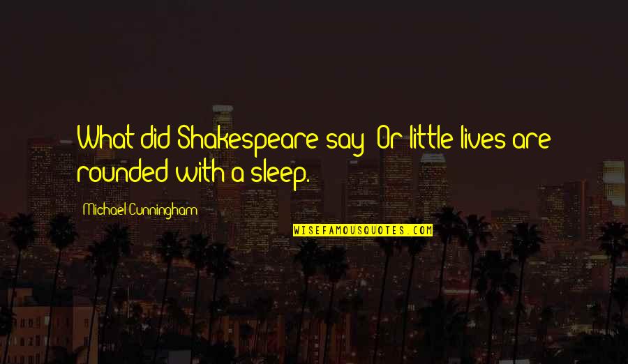 Dueler H L Quotes By Michael Cunningham: What did Shakespeare say? Or little lives are