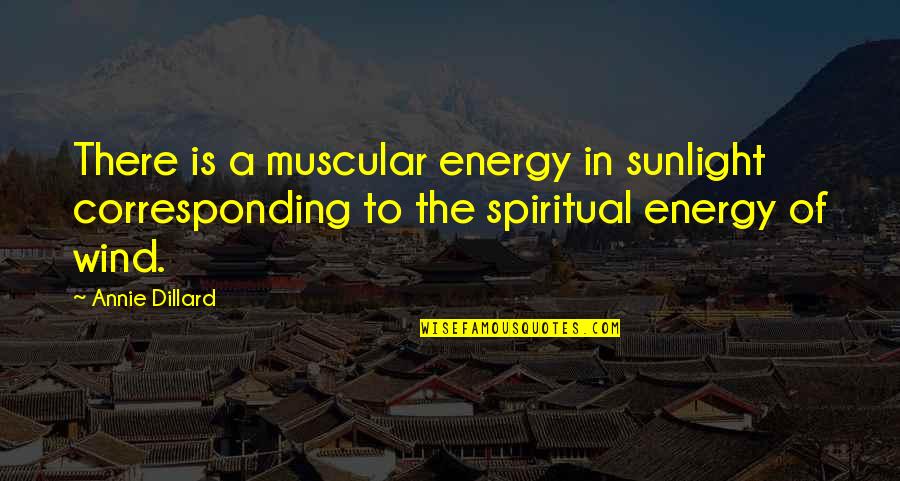 Duennenberg Quotes By Annie Dillard: There is a muscular energy in sunlight corresponding Duennenberg Quotes By Annie Dillard: There is a muscular energy in sunlight corresponding