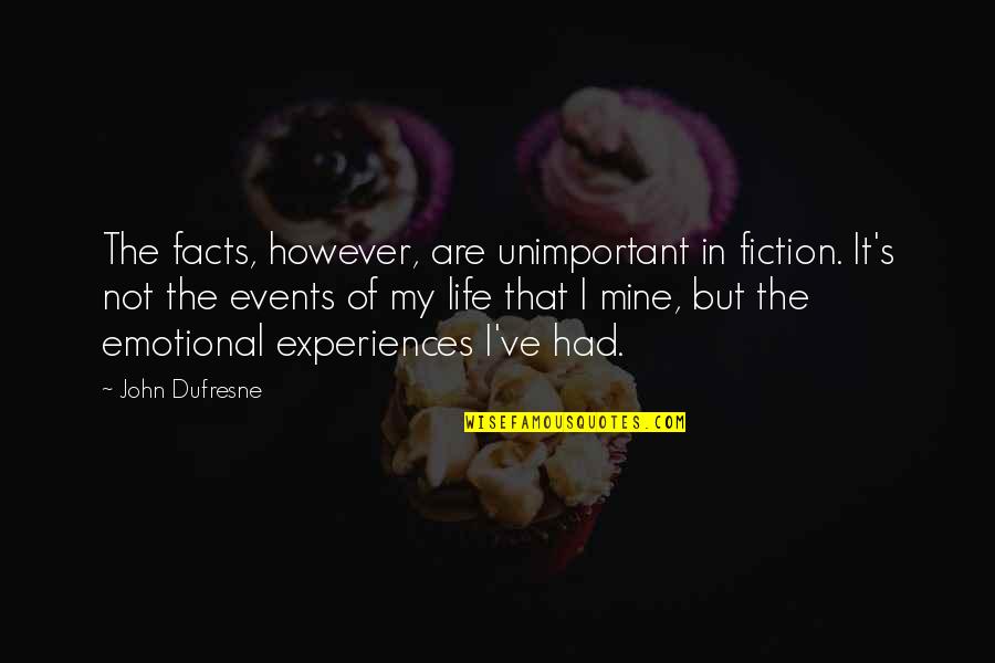 Dufresne's Quotes By John Dufresne: The facts, however, are unimportant in fiction. It's Dufresne's Quotes By John Dufresne: The facts, however, are unimportant in fiction. It's