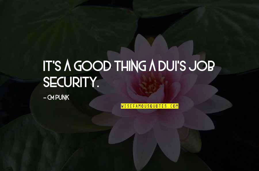 Dui Quotes By CM Punk: It's a good thing a DUI's job security.