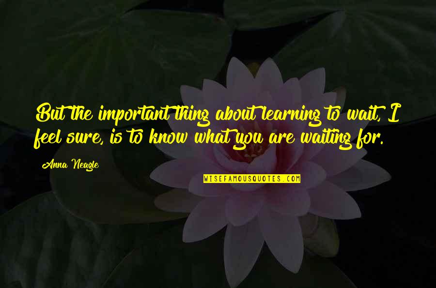 Duka Quotes By Anna Neagle: But the important thing about learning to wait,